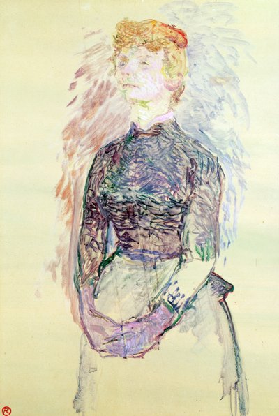 Mulher em pé, estudar para &39;A Batignolles de Bruant&39;, 1888 (óleo sobre madeira) de Henri de Toulouse Lautrec